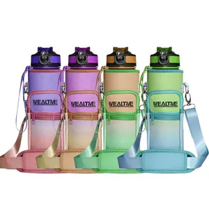 32oz Plastic Water Bottle Set Bpa Free With Phone Storage Sleeve And Rope Custom Logo And Brand Best Selling Products 2024