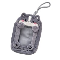 Sac de rangement en peluche brodé motif chien, loup, renard, dessin animé, pour poupées, badges, Ita Bag, trousse à crayons