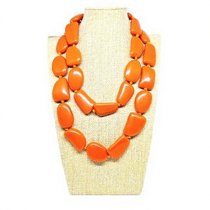 Fancy Double Layer Natural Stone Resin Beaded <b>Necklace</b> Stylish Light <b>Blue</b> and Silver Faceted Beads Unisex Fashion Jewelry - Product Image 5