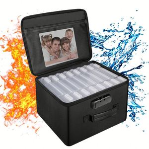 Boîtes de rangement pour photos personnalisées d'usine OEM, boîtes de rangement rectangulaires ignifuges pour documents avec protection des fichiers photo - Product Image 1