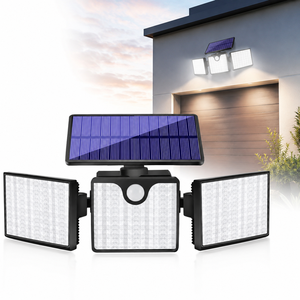 Lampes solaires extérieures 266 LED, 3 têtes, lampes murales solaires extérieures avec détecteur de mouvement, projecteur de sécurité IP65 pour véranda, garage, allée - Product Image 1