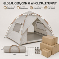 Grande tente de camping automatique à double porte et double fenêtre, 4 saisons, simple couche, Oxford, revêtement argenté, abri extérieur