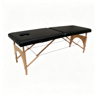 Table de massage portable à 2 sections, pliable, avec pieds en bois, lit de spa avec poignée de transport pour salon