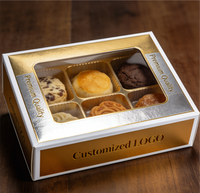 Boîte rigide sur mesure avec fenêtre découpée pour l'emballage de macarons, biscuits, chewing-gums et gelées (carton ondulé recyclable)