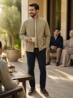 Veste décontractée pour homme YSYL à col montant, doublure en velours haute densité, polyester infroissable, thermique en graphène, épaisse, pour affaires