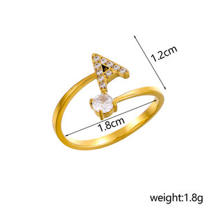 Anillos Ajustables de Acero Inoxidable 316L con Circonita y Piedras Preciosas, Chapados en Oro de 14k y 18k, Resistentes al Agua y al Deslustre, para Mujer - Product Image 3