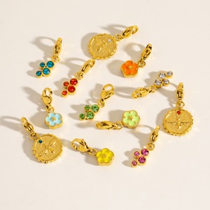 18K Vàng Mạ Thép Không Gỉ Hoa Đầy Màu Sắc Quyến Rũ Dây Kéo Kéo Clip Trên Có Thể Tháo Rời Tôm Hùm Clasp Quyến Rũ Mặt Dây Chuyền - Product Image 6