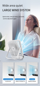 <b>Mini</b> Desk Fan with Digital Display USB Rechargeable Quiet Desktop Personal Fan Portable Small Cooling Fan for Home Office Dorm - Product Image 5