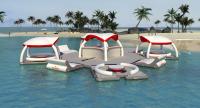 Hochwertiges Heißes Angebot Aufblasbares Drift-Slider Schwimmkissen Komfortables Wasserspiel Wassergefülltes Verrücktes UFO-Sofa