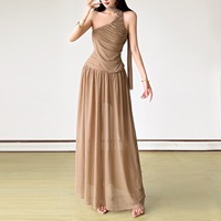 Nouvelle robe d'été pour femmes, mode tendance, plissée 3D, taille cintrée, asymétrique, semi-transparente