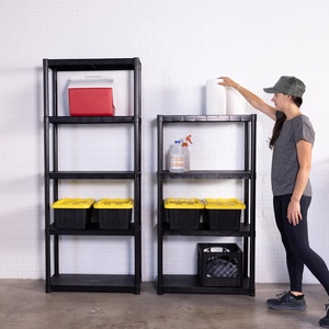<span class=keywords><strong>Étagère</strong></span> de rangement contemporaine à 4 niveaux en plastique, gain de place, autoportante, pour garage, sous-sol, garde-manger - Product Image 2