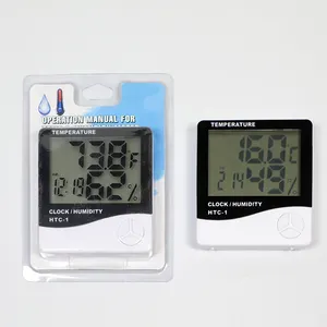 Electronic Outdoor Lcd Digital Clock Humidity Meter Thermo Thermometer Hygrometer HTC-1
