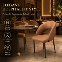 Fauteuil de salle à manger moderne à dossier ouvert et incurvé, assise en cuir rembourrée avec pieds en métal pour restaurant, café, hôtel