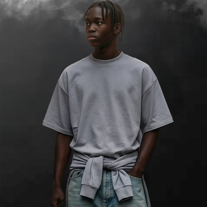 T-shirt Homme Oversize en Coton Lourd 300 GSM Délavé à l'Acide, Coupe Boxy Courte, Imprimé Graphique, Style Streetwear, Logo Personnalisé, OEM ODM - Product Image 1