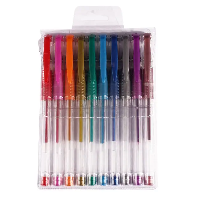Metallic Ink Joy Coloured Test Good Glitter Plastic Refill Gel Pen Set With Custom Logo