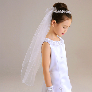 Velo de Novia Blanco Elegante y Sencillo de Tul de Alta Calidad F7316, Corona para Niña, Accesorios para <span class=keywords><strong>Primera</strong></span> Comunión - Product Image 4