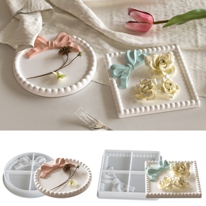 Stampo in silicone DM1205 rotondo quadrato a forma <span class=keywords><strong>di</strong></span> fiocco per vassoio, resina epossidica, fai da te, contenitore per gioielli, stampi per piatti da portata in gesso e cemento - Product Image 2