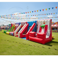 Jeu de tir au football gonflable pour parc d'attractions avec souffleur, utilisation commerciale en location, jeu de lancer de hache gonflable