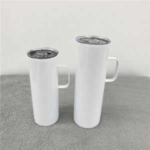 Mug de voyage isotherme droit non conique de 20 oz et 30 oz, résistant aux chocs, pour sublimation, avec poignée - Product Image 1