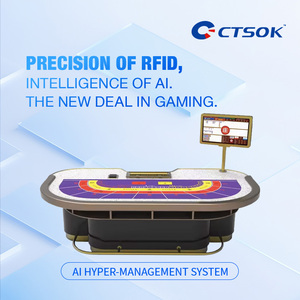 CTSOK Sistema de Software Profesional para <span class=keywords><strong>Casino</strong></span>, Mesa de Póker Baccarat Ovalada de Lujo, Color Personalizado, Patas de Madera Maciza, Acero Inoxidable Metálico - Product Image 1