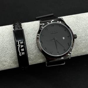 Montre à quartz numérique arabe de luxe Sabr Black pour homme, bracelet en nylon avec fermeture Velcro - Product Image 2