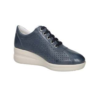 Sneakers Morbide da Donna Cinzia in Pelle Blu con Zeppa e Cerniera, Scarpe Casual - Product Image 5