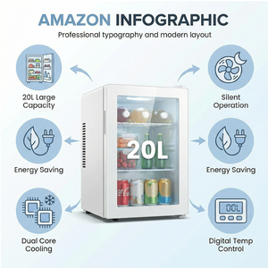 Mini-réfrigérateur portable sans givre <span class=keywords><strong>pour</strong></span> voiture 13-18L, double fonction (froid et chaud) <span class=keywords><strong>pour</strong></span> usage domestique - Product Image 3