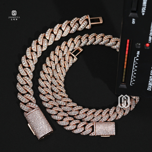 Messing 18MM Dreireihige VVS Moissanit Cuban Link Kette Iced Out Hip Hop Halskette mit GRA-Zertifikat - Product Image 4