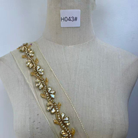WTP-1563 Keering – Garniture en dentelle brodée à la main avec fleurs, perles de cristal et strass pour robe de mariée et robe de soirée