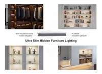 Éclairage de meuble encastré à LED avec profilé et diffuseur en PC pour armoire, bibliothèque, mobilier YB1018-42-1