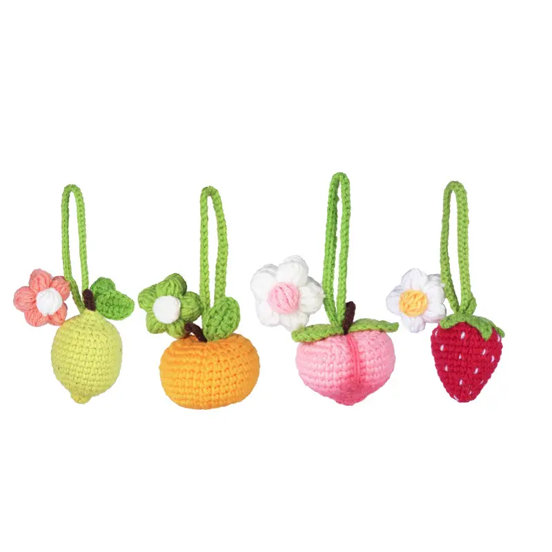 4 Obst Schlüssel anhänger Anhänger Ornamente Dekoration Garn Werkzeug Erwachsene Häkeln Kit für Anfänger Stricken DIY Material Paket in Englisch