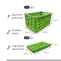 Caisse en plastique pliable en maille ouverte HUADING 560*360*324 mm, empilable, pour le transport en supermarché