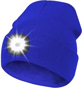 Gorro Unisex personalizado com a luz Guy Presentes LED Beanie Hat com a luz recarregável Lanterna Hat Farol Beanie