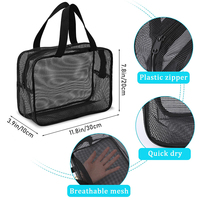 Sac de douche en maille avec logo personnalisé sac de douche en maille noir portable sac de rangement de toilette pour dortoir sac de douche en maille fourre-tout pour salle de bain