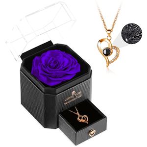 Collar con colgante de rosa roja con <span class=keywords><strong>te</strong></span> amo <span class=keywords><strong>en</strong></span> 100 <span class=keywords><strong>idiomas</strong></span>, regalo de cumpleaños para aniversario, regalos románticos - Product Image 5