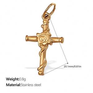 Collier Pendentif Croix Diamant Vintage Style Ins Unisexe Design Niche Sportif Chaîne Bambou Bijoux en Cuivre - Product Image 6