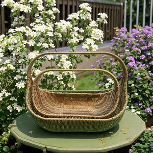 Yiqiang đan tay mây lưu trữ giỏ cầm tay đa chức năng hoa & trái cây giỏ quà tặng cho lễ hội cản trở với xử lý - Product Image 4