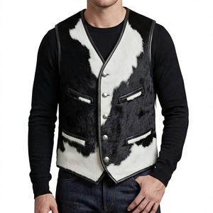 Chaleco Vaquero de Cuero Genuino para Hombre, Estilo Western, Hecho a Mano, con un Solo Botón, para Verano, Venta Caliente - Product Image 1