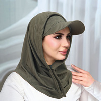 Nouveauté Turban Foulard Chapeau en Polyester Uni Combinaison Ensemble Voile Musulman Accessoires pour Femme