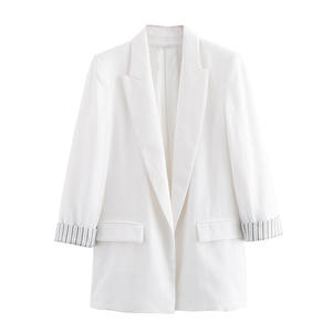 Blazer décontracté pour <span class=keywords><strong>femme</strong></span> RNSHANGER, uni, <span class=keywords><strong>col</strong></span> cranté, manches longues retroussables, chic, pour le bureau, pour les femmes d'affaires - Product Image 6