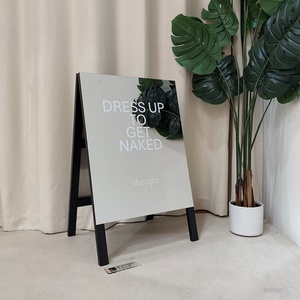Wholesale Metal A-frame Sandwich Board Store Coffee Shop Outdoor Stand Sign Folding <b>Mirrored</b> a Frame Sidewalk Sign for Business - Product Image 3