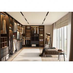 Armarios de Ropa Modernos de Lujo, Juego de Muebles Personalizados para el Hogar, Hotel, Dormitorio, Puerta de Vidrio, Diseño de Armario Vestidor de Madera - Product Image 3