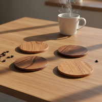 Sous-verre en bois style campagnard, hêtre et noyer noir, tapis isolant pour café, avec logo gravé, design pastoral, modèle chinois