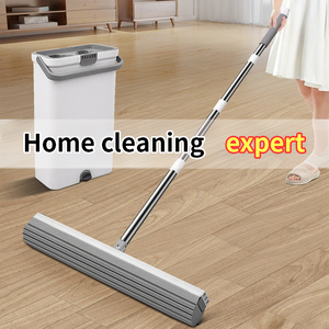 Chổi lau nhà bằng thép không cần dùng tay, đầu lau bằng bọt <span class=keywords><strong>PVA</strong></span>, vắt nước bốn phía, thiết kế nhẹ và bền, dùng cho nhà bếp và lau nhà ướt. - Product Image 2