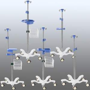 Support de perfusion portable pour usage clinique avec base lestée et support de pompe, chariot d'hôpital - Product Image 5
