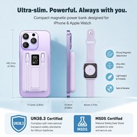 Batterie externe magnétique sans fil 10000mAh 20W PD à charge rapide, chargeur portable ultra-mince pour iPhone 16 15 14 Apple Watch – Vente en gros