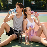 Bouteille anti-fuite en Tritan+PP avec couvercle à clapet, compatible lave-vaisselle, idéale pour le camping, l'école, la randonnée et la salle de sport