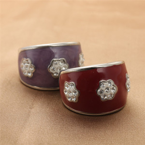 European American Style <b>Titanium</b> Steel Epoxy Resin Flower <b>Ring</b> Retro Punk Unisex Jewelry Gift Silver Purple Red 290125 - Product Image 1