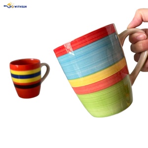 Taza de Café de Porcelana y Cerámica al Por Mayor a Precio de Fábrica, Diseño de Rayas de Caramelo Multicolor, Apta para Lavavajillas y <span class=keywords><strong>Microondas</strong></span> - Product Image 3