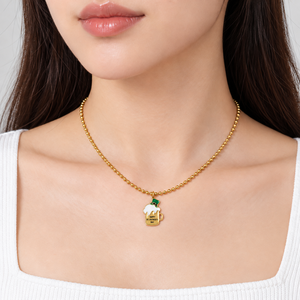 สร้อยคอจี้รูปแม่กุญแจ สแตนเลสเคลือบสีทอง 14K ชุบสูญญากาศ พร้อมสายลูกปัด - Product Image 2